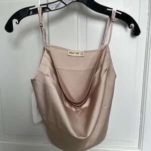 New Look Satin Cowl Neck Camisole - Light Pink